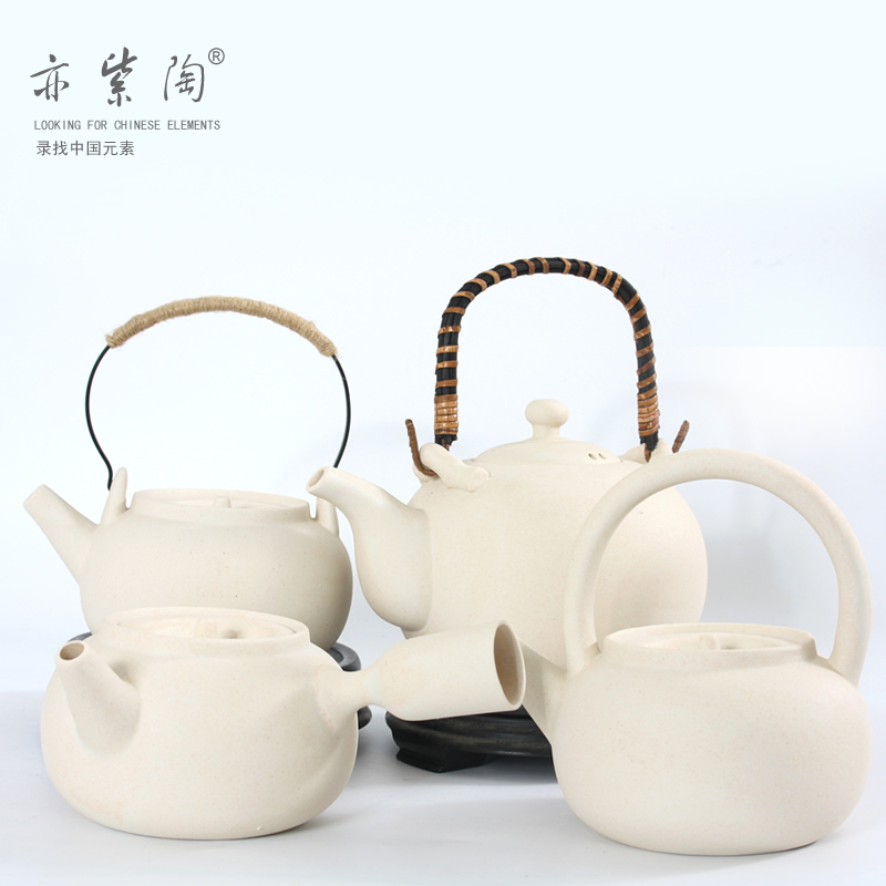 亦紫陶茶具煮水壶潮汕功夫茶必备砂铫壶水壶 白泥手拉胚玉书畏