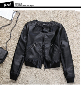短款百搭PU皮衣