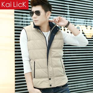 kailick<em>新款</em>秋冬<em>男马甲</em> 韩版男装连帽可脱卸仿羽