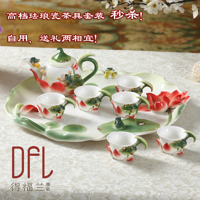 整套手绘陶瓷功夫茶具套装高档欧式家用水果盘英式红茶壶花茶杯