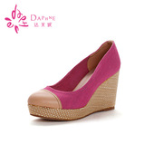 春季拼色厚底坡跟女鞋 松糕鞋 达芙妮单鞋 Daphne