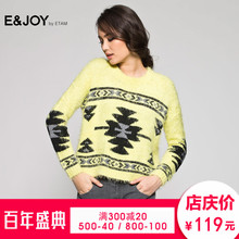 【尾品惠】艾格E&joy毛衣针织衫女冬季几何图案落肩袖修身C426图片