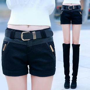 <em>短裤女</em>秋<em>冬款2015新款皮短裤</em>春秋款毛呢外穿
