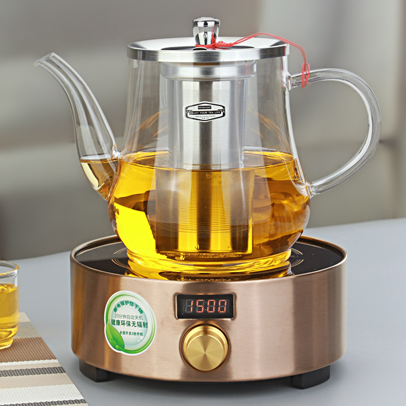 玻润耐热高温玻璃煮茶壶 电磁炉专用烧水壶 分拆式过滤茶具大容量