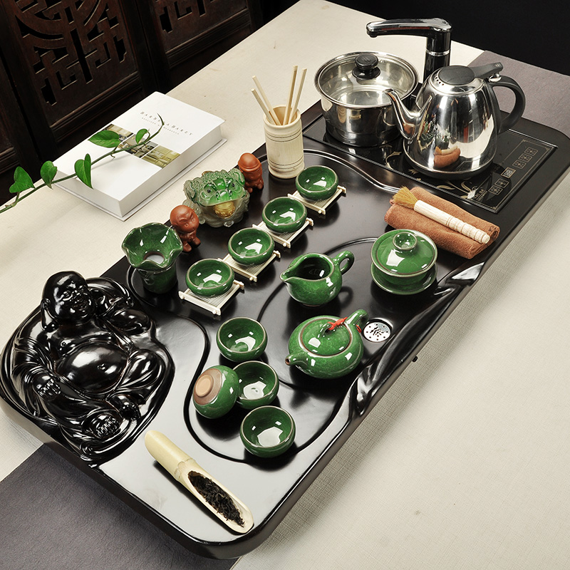 茶具 户外旅游便携功夫茶具黑瓷 车载旅行盖碗茶杯套装便携包