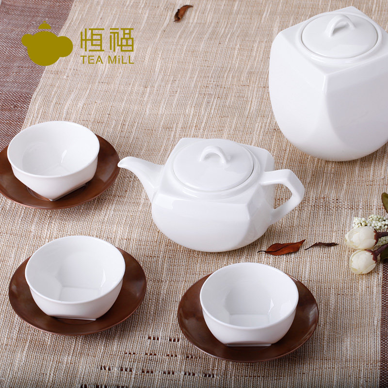 恒福 景德镇 家用骨瓷茶具套装 高档陶瓷茶壶茶杯 方圆之道茶壶组