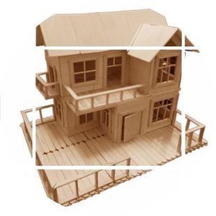 牙签棒 雪糕棒 木片 diy儿童手工制作小房 建筑模型材料