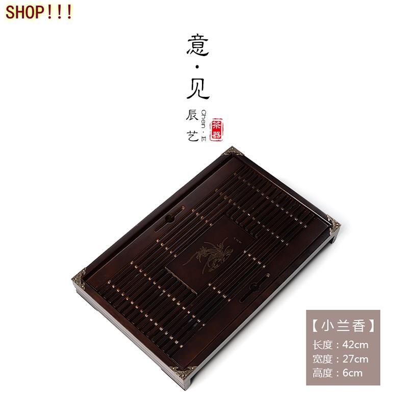 特价功夫茶具配件实木小号排水茶盘竹木制茶海储水茶台抽屉式托盘