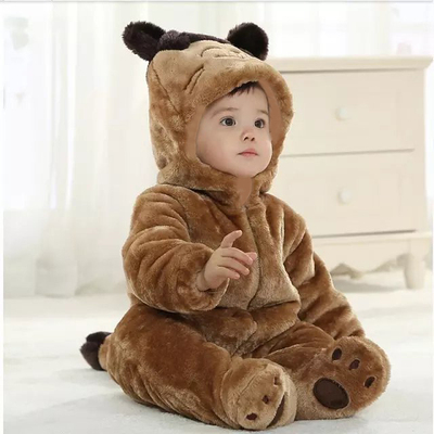 婴儿连体衣冬季新款夹棉衣服宝宝动物造型爬服