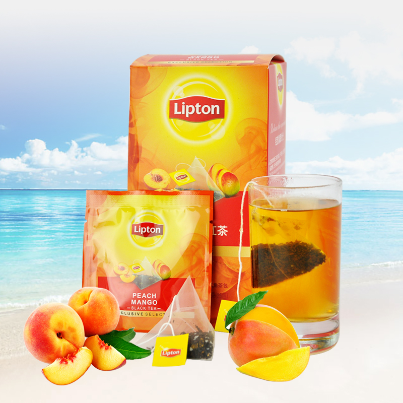 Lipton/立顿三角茶包 蜜桃芒果红茶45g 水果茶袋泡茶 1.8g*25袋