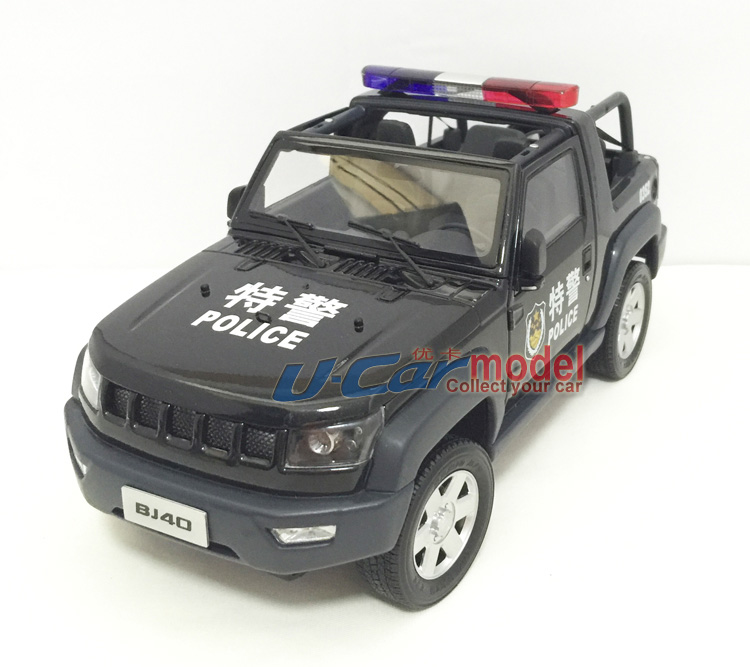 原厂精品北京汽车北汽开蓬bj40吉普车警车1:18合金仿真汽车模型