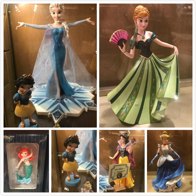 上海迪士尼乐园 艾莎安娜白雪公主美人鱼灰姑娘 树脂人偶摆件