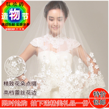 浪漫花朵3米超长头纱 新娘头纱 包邮 韩式结婚软纱头纱 蕾丝纱新款