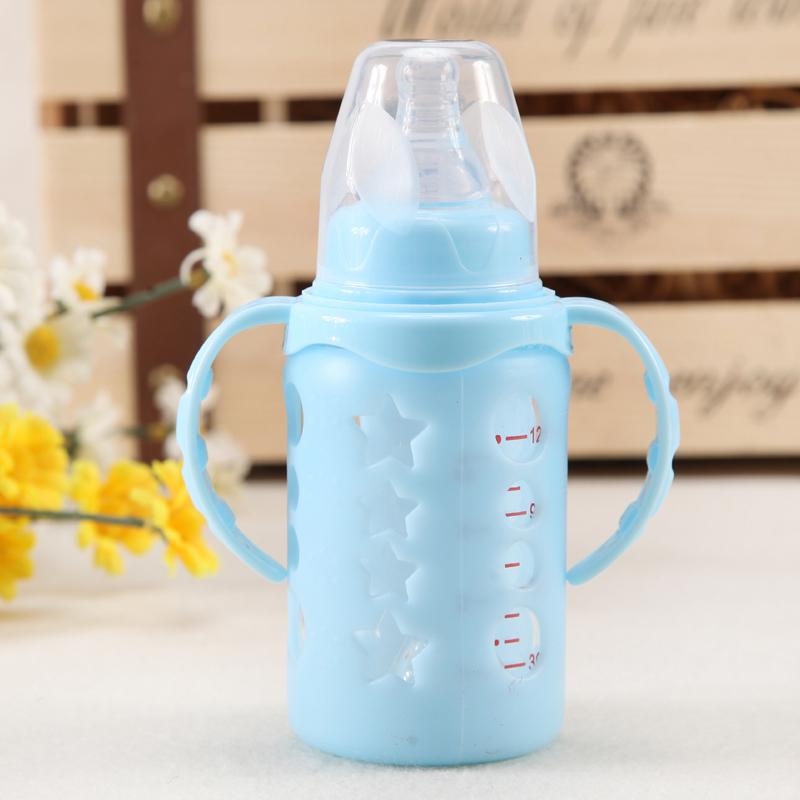 奶瓶玻璃宝宝标准新生儿手柄喝水婴儿口径1折