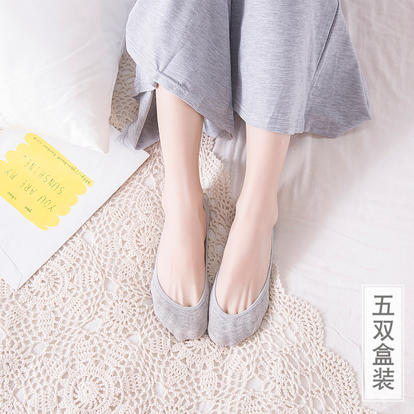 原足船袜女纯棉浅口隐形袜子女短袜低帮女士夏季薄款短筒硅胶防滑-369返利网