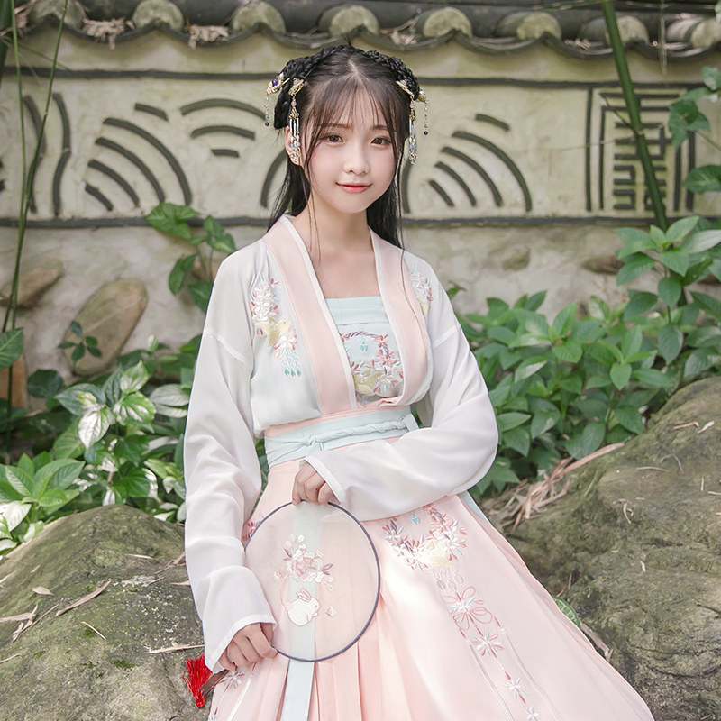 杜若传统汉服 古装刺绣女曲裾外套襦裙古风汉制长裙拍照舞台演出