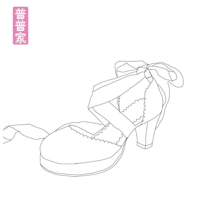 【普普家】2016夏新品lolita高跟洛丽塔凉鞋丝带粗跟公主鞋女8556