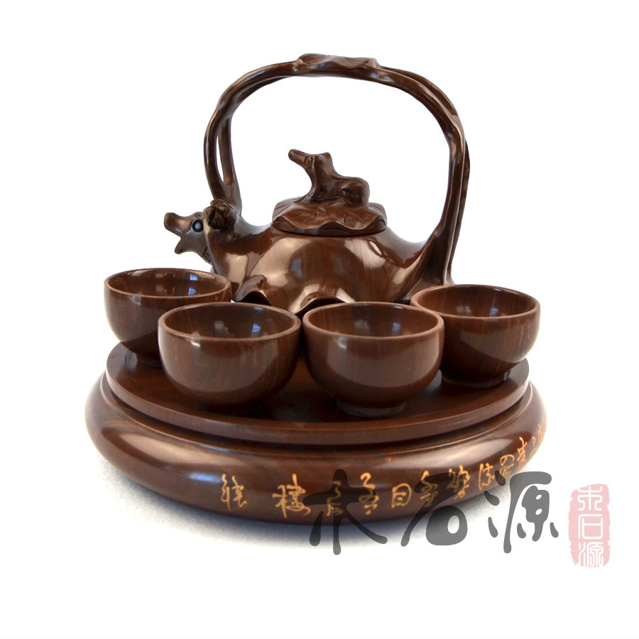 【清幽】纯手工木鱼石茶壶茶海荷塘夜色木鱼石茶具附精美礼盒