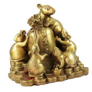 摆件 铜老鼠摆件 铜鼠生肖鼠 招财鼠金钱鼠老鼠饰品工艺品鼠招财