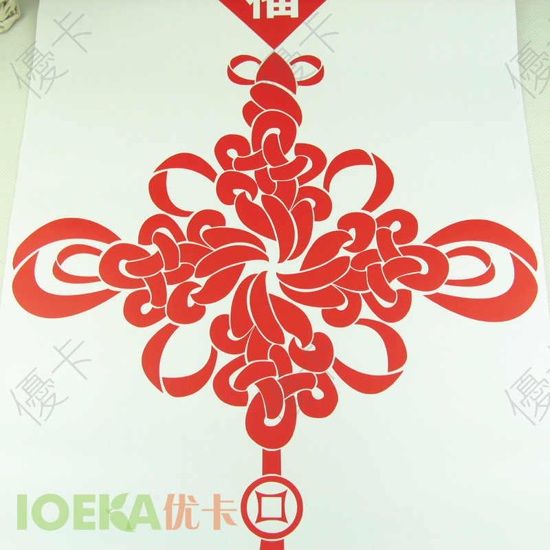 不干胶窗花剪纸贴新年店铺玻璃贴春节喜庆墙贴【中国结5】ch0368