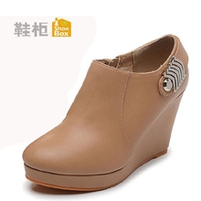 柜正品 1113404305 高坡跟侧拉链舒适女单鞋 达芙妮旗下Shoebox