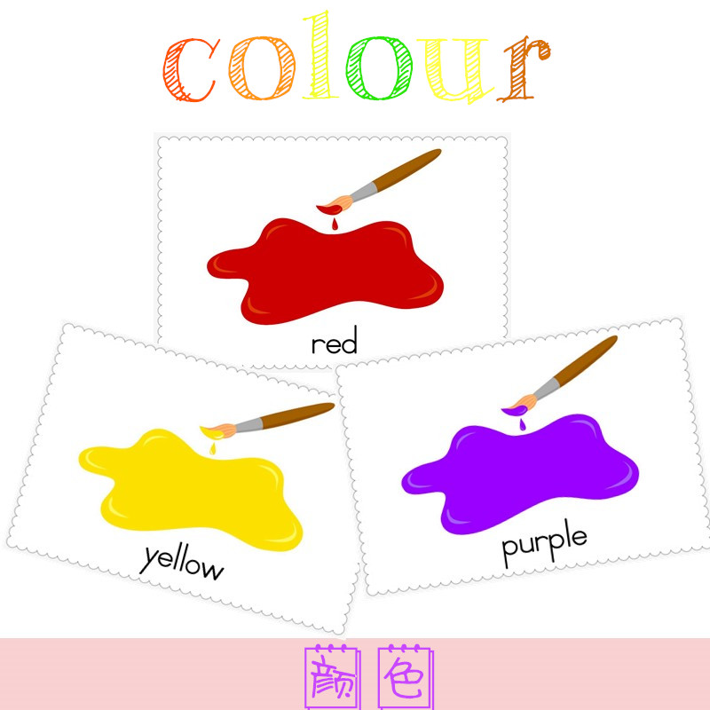 颜色colour英语彩图分类单词卡英文闪卡英语幼儿启蒙早教卡片教具