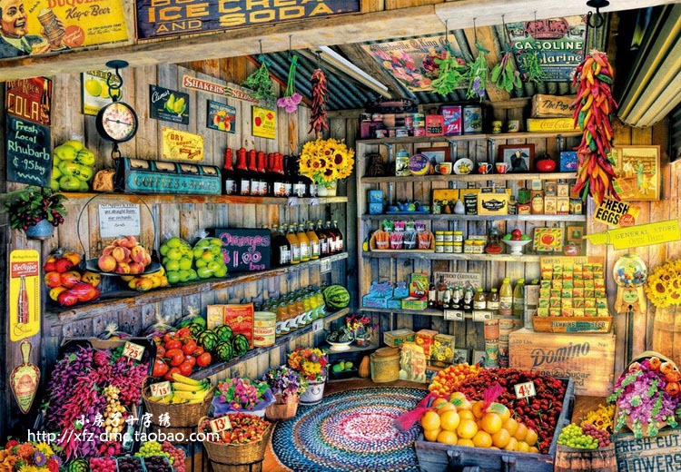 五皇冠★小房子十字绣★正品法国dmc套件-杂货店 满绣美图