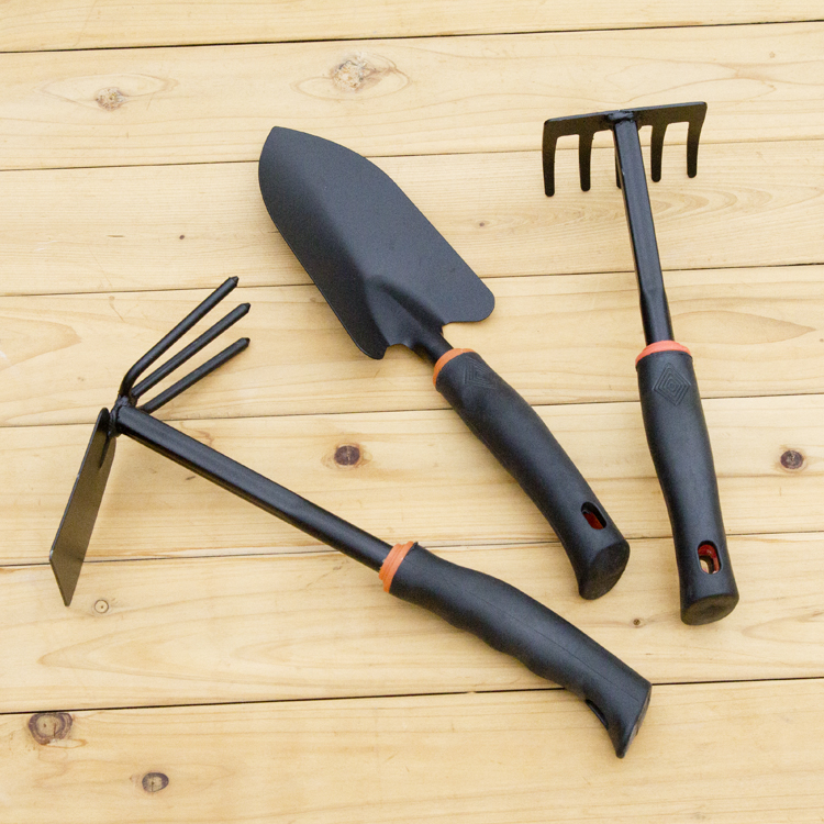 黑色不锈钢三件套 花铲耙两头铲 三件一套 种花园艺绿植种菜工具