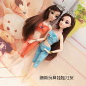 时髦休闲服洋娃娃衣服 子两件套 珊瑚绒芭芘比娃娃衣服上衣裤 时尚