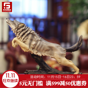 狼摆件狼图腾仿真狼狗动物模型狼头像书桌办公室摆设送朋友的礼物