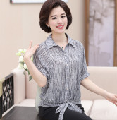 母亲节妈妈装夏装衬衫四十岁女人的衣服中年女装雪纺衫中老年短袖