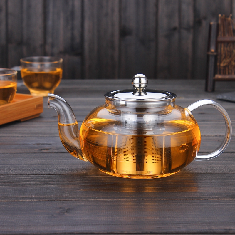 加厚耐热玻璃煮泡花草茶壶茶具透明不锈钢茶漏过滤内胆功夫整套装