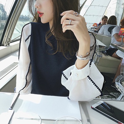 美美的夏夏:2017秋装新款女圆领针织灯笼刺绣连衣裙宽松显瘦裙子