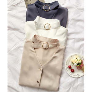 韩版挂脖宽松雪纺衬衫