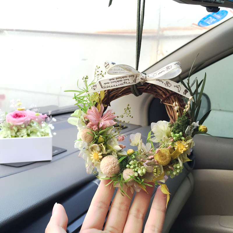 永生花车挂花环干花保鲜花闺蜜爱人生日圣诞礼物礼盒车载花盒包邮