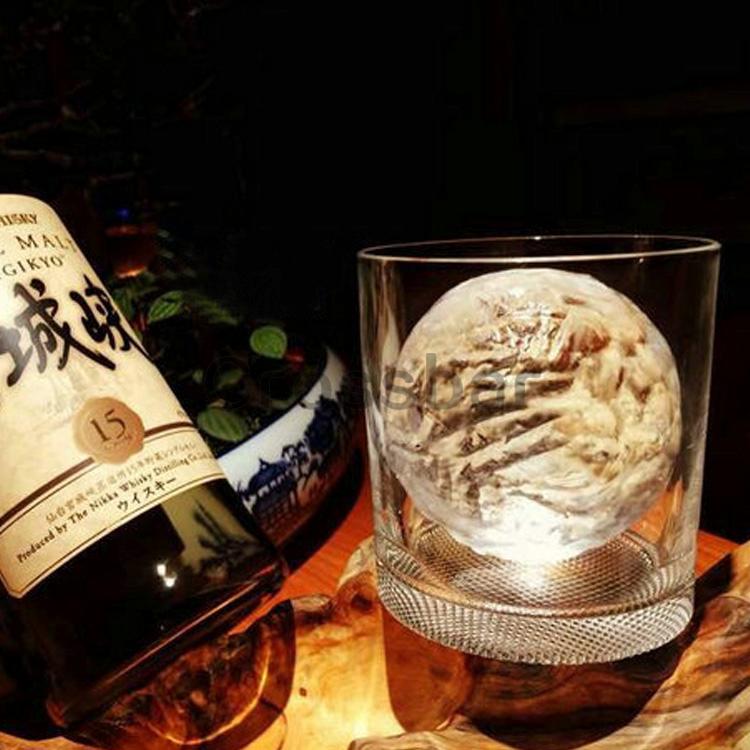 威士忌杯 水晶玻璃 网格花纹 冰球古典杯岩石杯 酒吧圆冰块烈酒杯