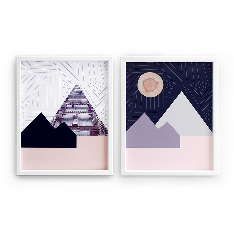 masar玛撒家居北欧创意现代风格山峰大桥简约装饰画艺术挂画框画