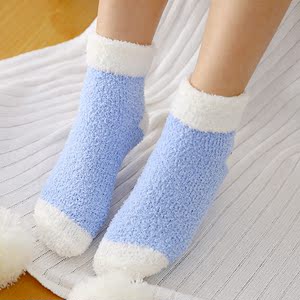 韩版珊瑚绒中筒袜孕妇地板女袜毛巾睡眠袜子秋
