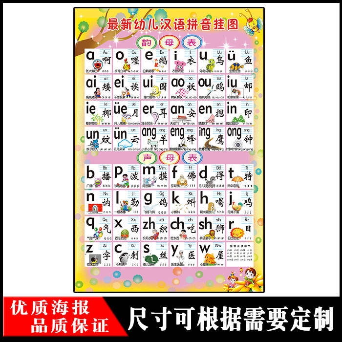 汉语拼音字母表挂图 声母韵母整体认读音节表 儿童早教挂图贴纸