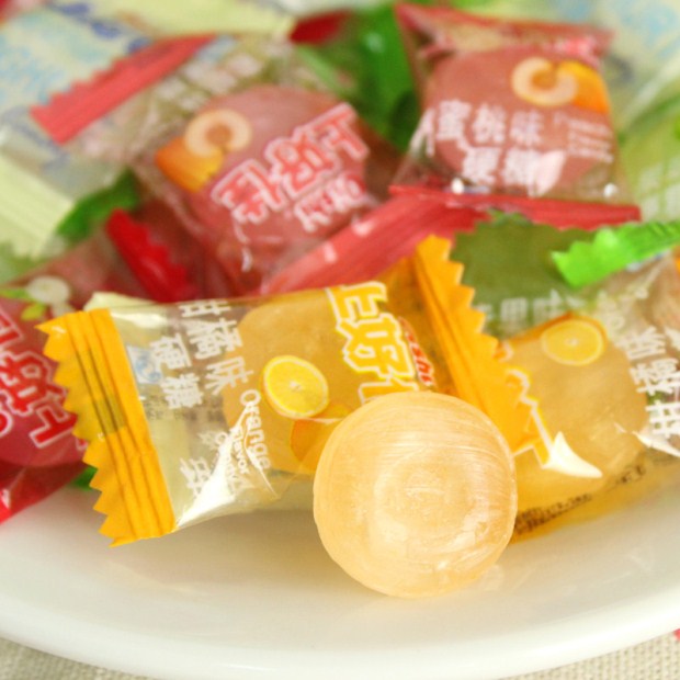 上好佳 水果硬糖500gx5大袋装柑橘味水果汁糖 结婚庆喜糖果 包邮