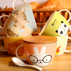 大号陶瓷带盖泡面碗