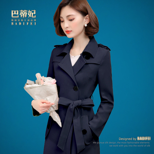 专柜中长款风衣外套女士2017春装新款修身双