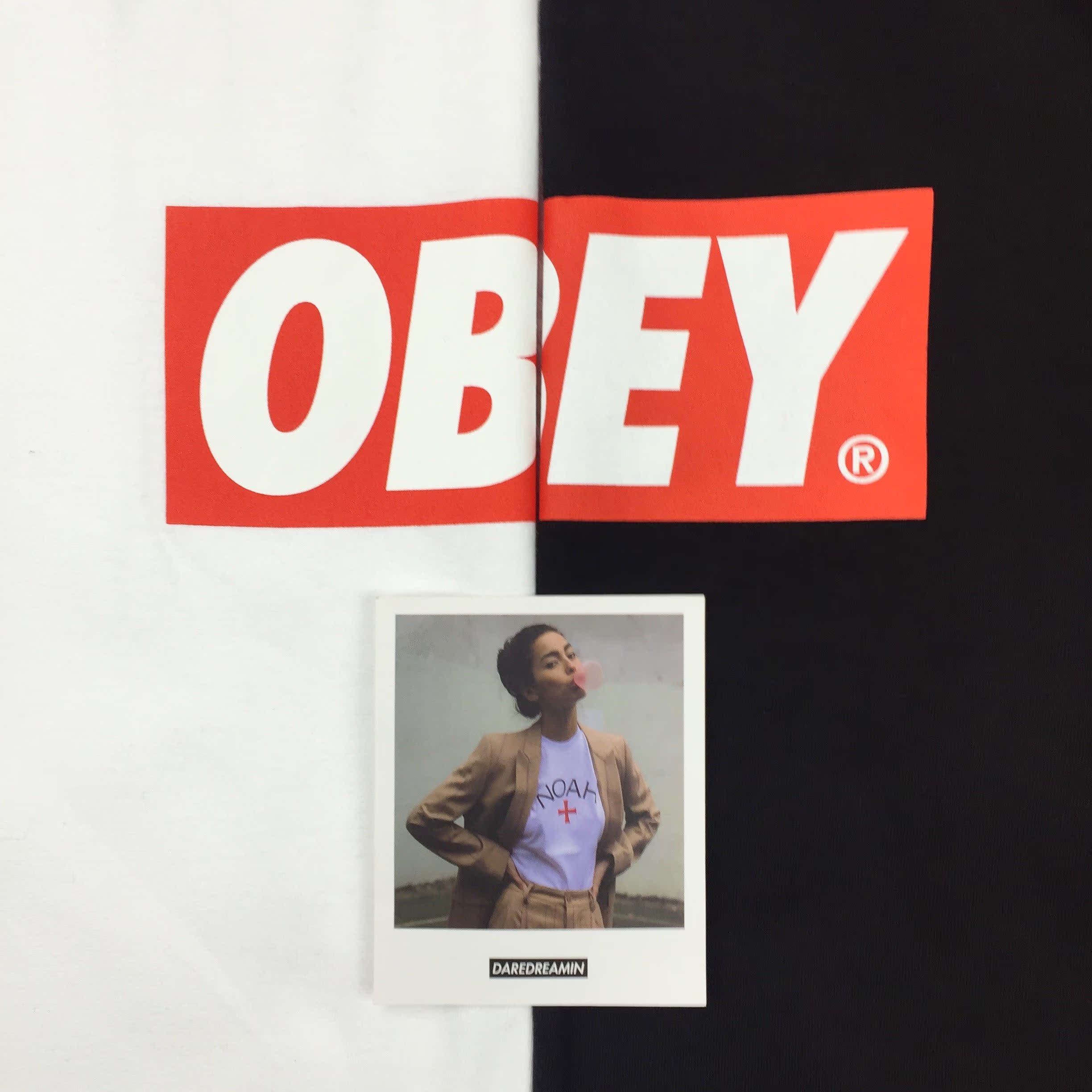 【现货全新带吊】obey box logo经典红标 短袖t恤tee情侣款 黑白