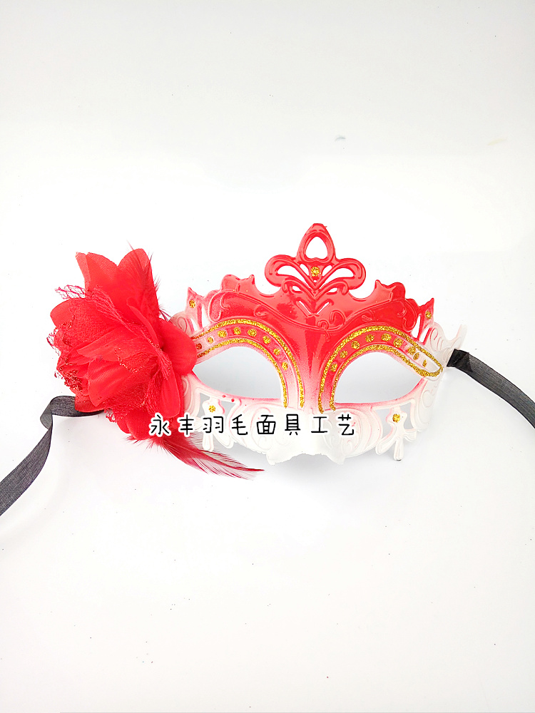 万圣节男面具派对化妆舞会公主侧花面具小仙女彩绘玫瑰花儿童面具