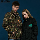 REMEDY潮牌ROCK新款轻薄透气印花拉链立领风衣男女外套 防晒衣男