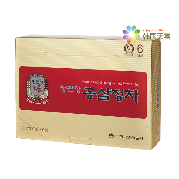 韩国直邮正官庄专柜正品代购红参精茶高丽参茶3g*100包礼盒包邮