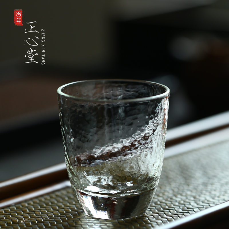 正心堂 日本锤目纹玻璃杯原装手工耐热玻璃杯水杯品茗杯 功夫茶具