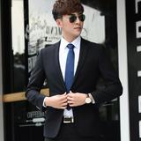 西服套装男士三件套商务正装职业西装修身伴郎新郎结婚礼服黑色秋