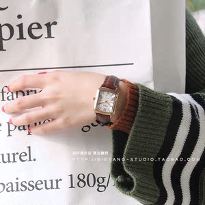 别样RATE正品雷特简约复古日历方形手表女士