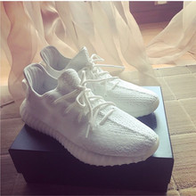 运动跑步鞋 夏季女鞋 侃爷椰子yeezy350v2纯白镂空黑粉爆米花男鞋